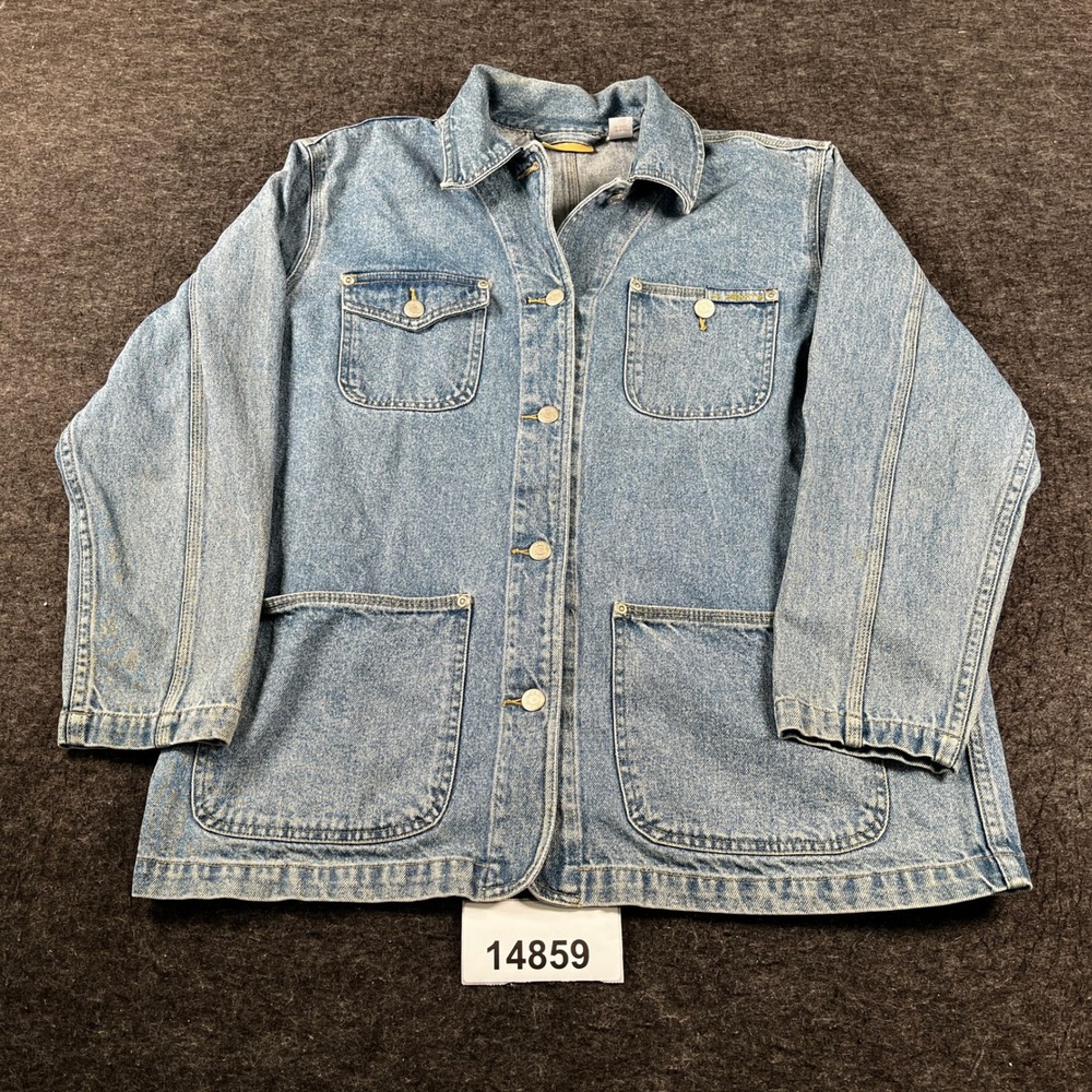 Liz Claiborne Denim Chore Coat Women M Blue Excellent Vintage Lizwear Jacket